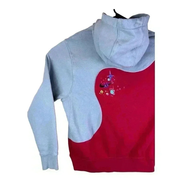 Nike Sportswear Club Galaxy Pullover Hoodie Sweatshirt Red Gray Embroidered Med - Picture 9 of 12